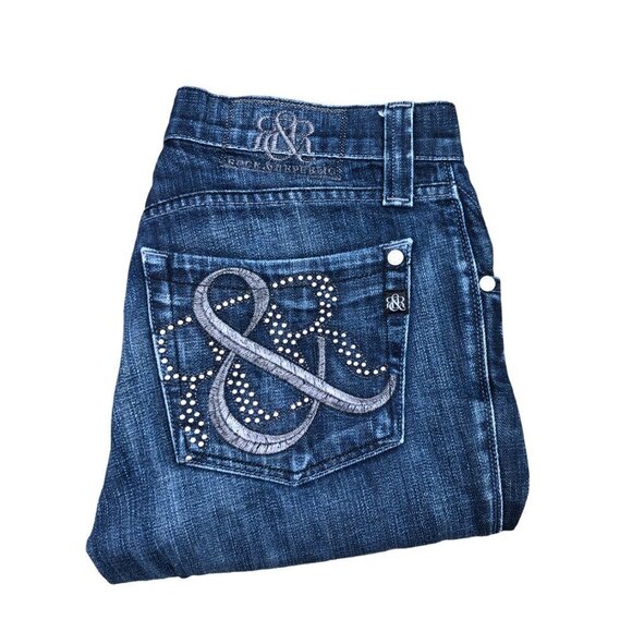 Vintage Rock & Republic Studded Embroidered Jeans Size 32 FLOYD Blue - Picture 2 of 6
